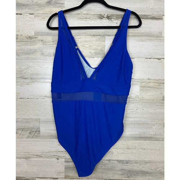 Cupshe womens plus 1X electric blue one piece bathing suit swim new cheeky - Picture 1 of 4